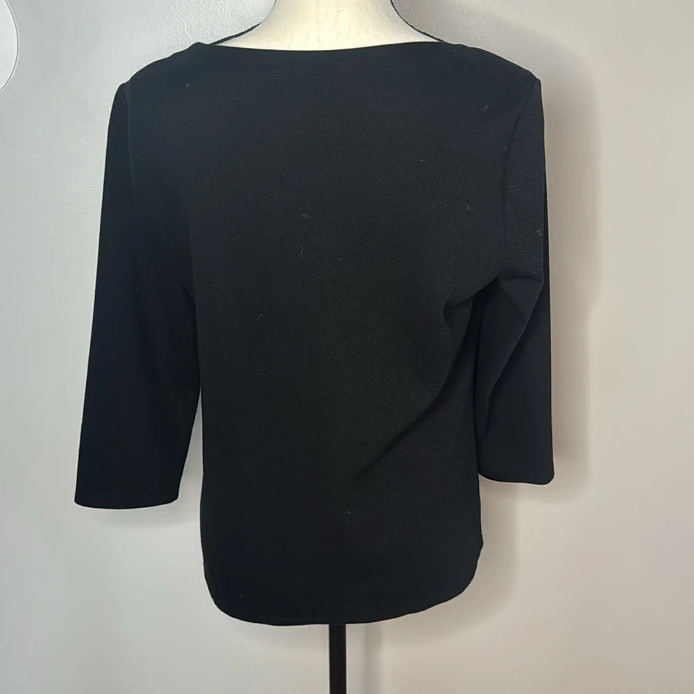 ***Ann Taylor Factory Women’s Black Boat Neck 3/4 Sleeve Top Sz M - Picture 3 of 5